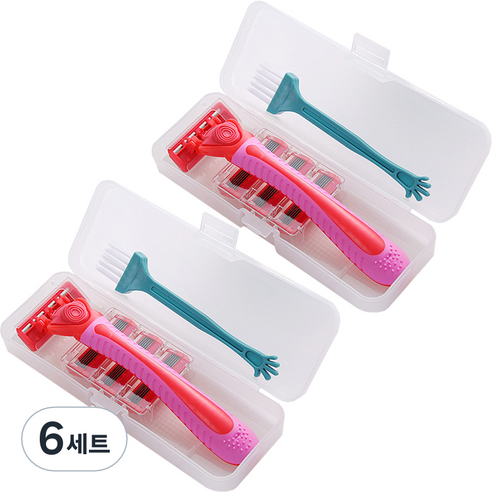리앤베르 여성용 면도기 + 면도날 3p 세트 레드, 6세트