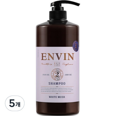 앙방 약산성 퍼퓸 헤어케어 샴푸 화이트머스크, 1000ml, 5개