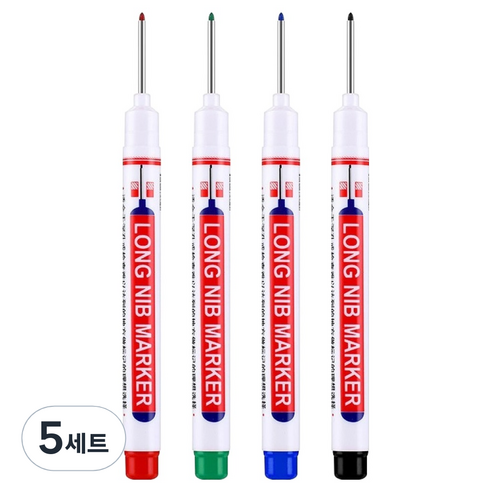 유니비 인테리어 목공 욕실 작업용 롱닙 다목적 마카펜 20mm 4종 세트, 5세트, 4색