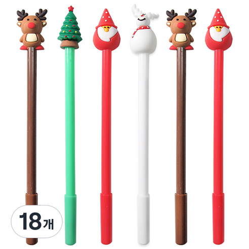 X-MAS 중성펜 0.5mm, 랜덤 발송, 18개