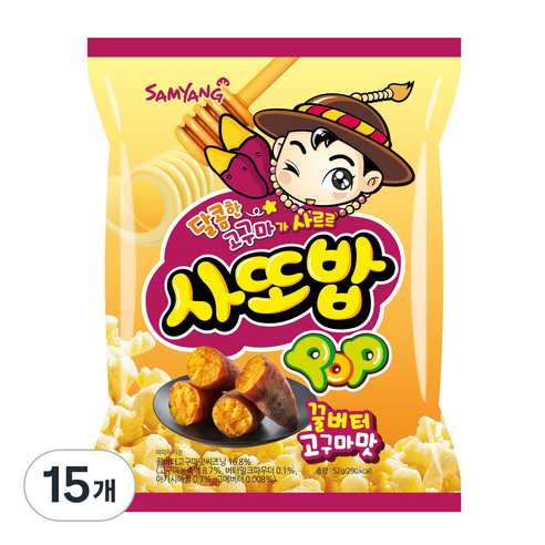 삼양 꿀버터 고구마맛 사또밥 과자, 15개, 52g