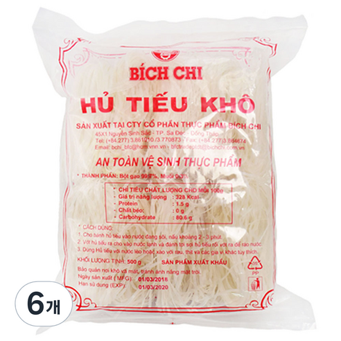 비치치 후티오코 2mm 쌀국수면, 6개, 500g