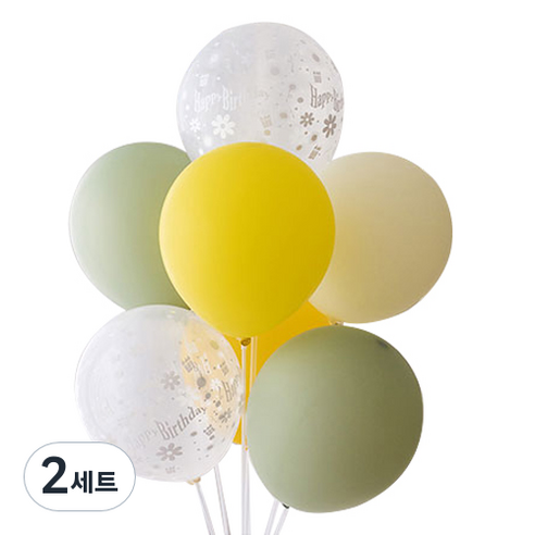 피크닉 데이지 벌룬 5종 세트, 유칼립투스, 데이지 생일 레터링, 골든 옐로, 옐로, 파스텔 옐로, 2세트