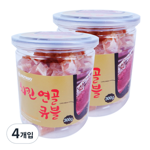 뉴트리오 스테이크 반려견 간식, 치킨연골큐블맛, 300g, 4개