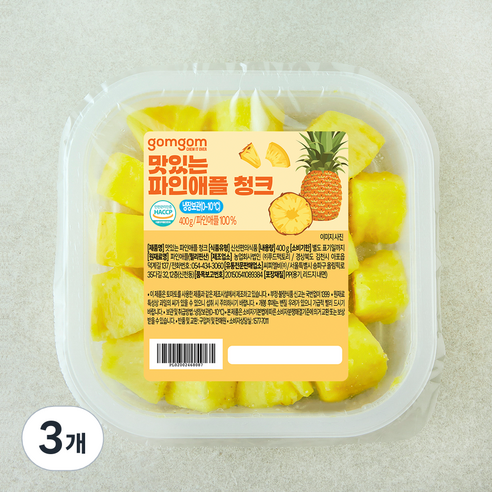 곰곰 맛있는 파인애플 청크, 400g, 3개