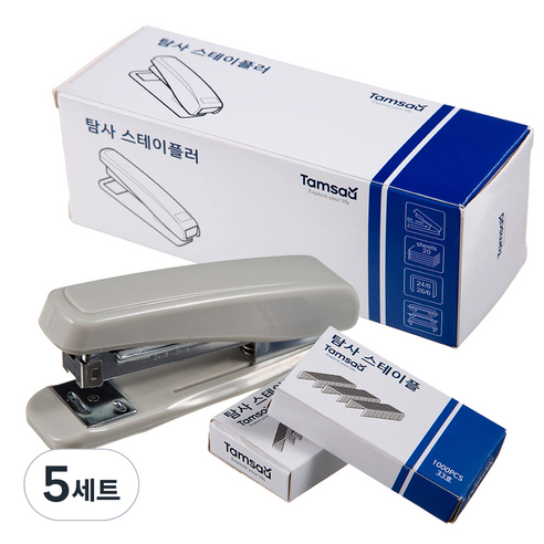 탐사 스테이플러 + 리필 33호침 2p, 그레이, 5세트