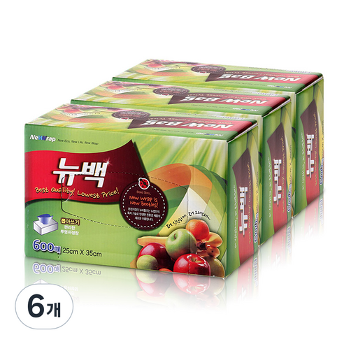 뉴랩 위생백 25 x 35 cm, 중(M), 600개입, 6개