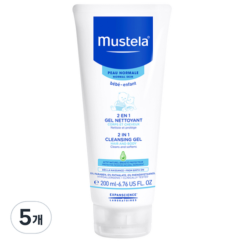 무스텔라 유아용 투인원 클렌징 젤, 200ml, 5개