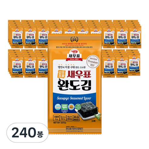 새우표 완도 도시락김, 2g, 240봉