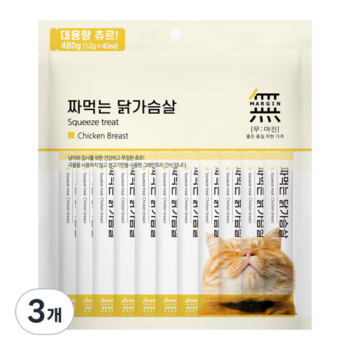 무마진 짜먹는 고양이 간식 40p, 닭가슴살, 480g, 3개