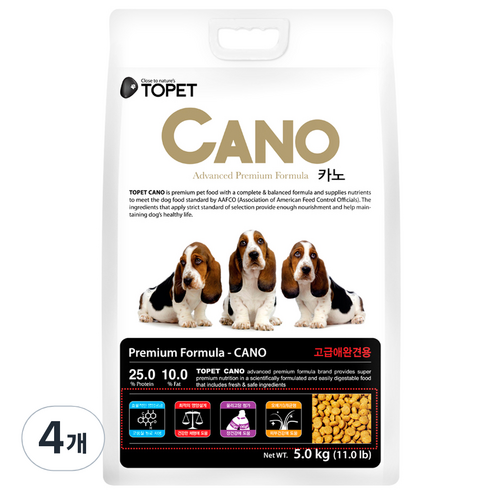 동아원 강아지 사료 투펫 카노 5kg 다이어트, 곡물, 4개