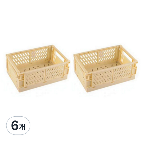 접이식 플라스틱 수납 상자, 아이보리, 6개