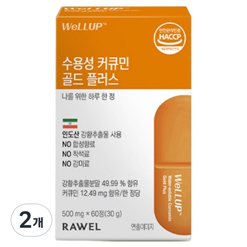 로엘 웰업 수용성 커큐민 골드 플러스 60p, 30g, 2개