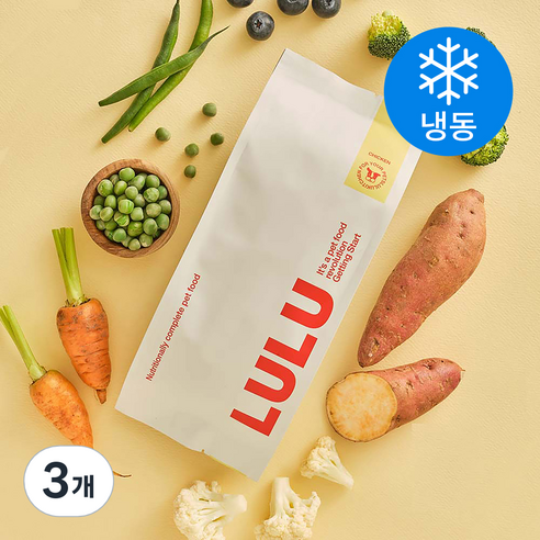 룰루키친 룰루 치킨 강아지 화식사료 (냉동), 닭고기, 250g, 3개