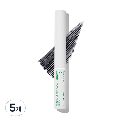 이니스프리 스키니 꼼꼼 마스카라 Zero 3.5g, 1호 블랙, 5개