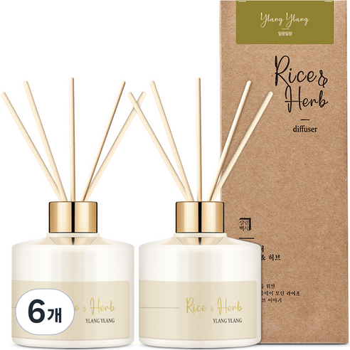 살림백서 라이스 앤 허브 디퓨저, 일랑일랑, 200ml, 6개