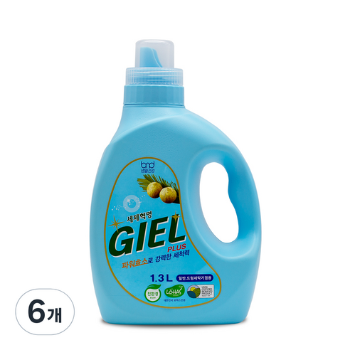 세제혁명 지엘 플러스 액상세탁세제 본품, 1300ml, 6개