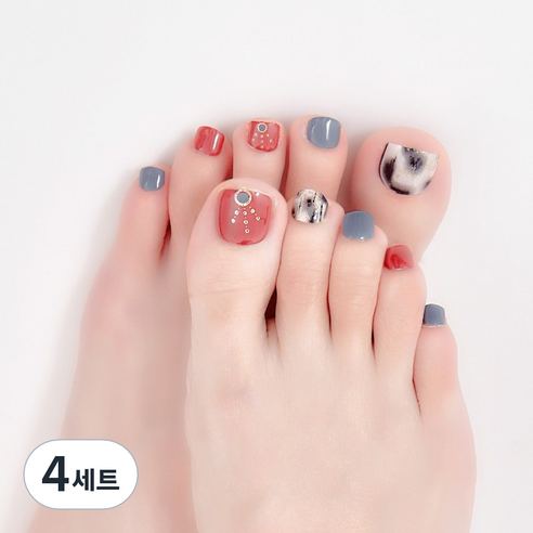 잇템샵 여름 네일아트 페디큐어 스티커 세트, 4세트, HL-072 신디