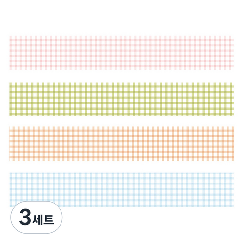마켓A 플레이드 종이 마스킹테이프 2cm x 2m 4종 세트, TYPE8, 3세트