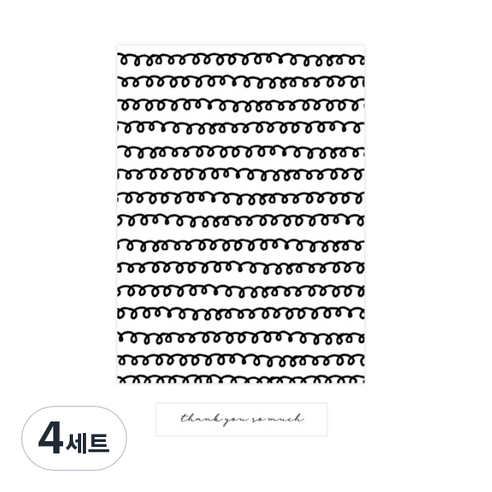 도나앤데코 드로잉 콤브 기프트 페이퍼백 20p + 투명 땡큐소머치 스티커 20p, 혼합색상, 4세트
