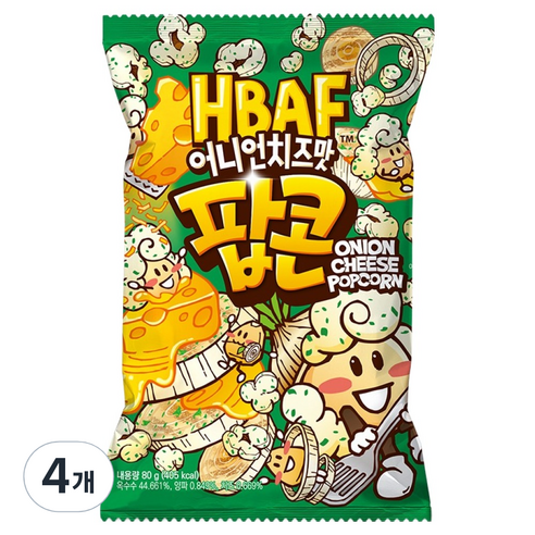 바프 어니언치즈맛 팝콘, 80g, 4개