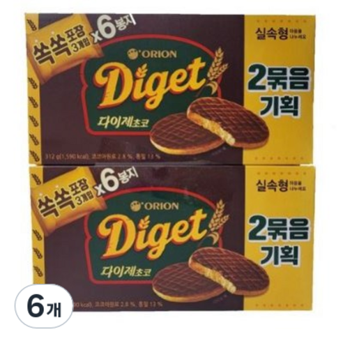 오리온 닥터유 다이제 초코, 311g, 6개