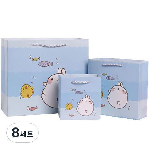 마켓감성 순수그림 선물포장가방 3종 세트, 해저, 8세트