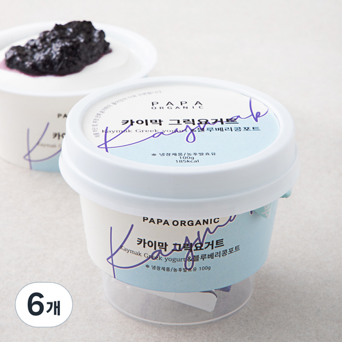파파오가닉 카이막 그릭요거트 100g + 블루베리 콩포트 20g, 120g, 6개