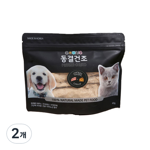 궁 반려동물 닭안심 동결건조 간식 40g, 치즈맛, 2개