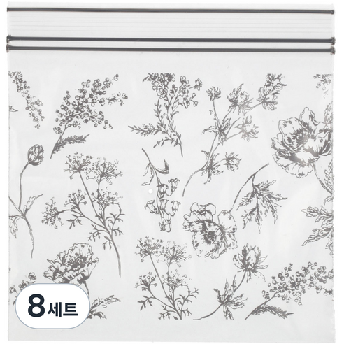[쿠팡수입] 니토리 더블 지퍼백 그레이 플라워 S 44매, 8세트