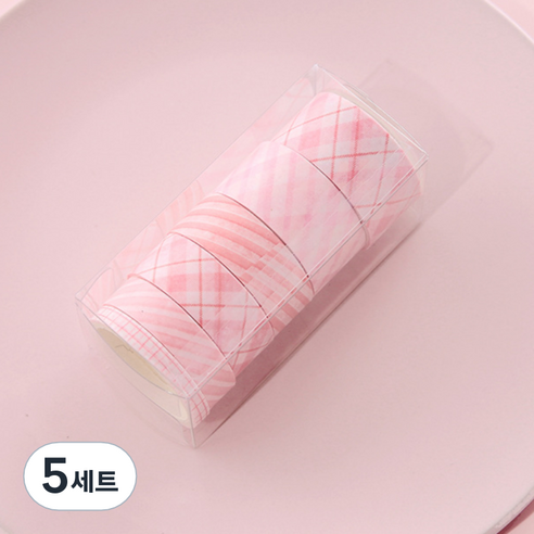 해피제이 다꾸 벽꾸미기 파스텔 체크 마스킹테이프 6종 세트, 5세트, 1 핑크