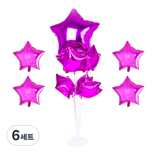 파티쇼 풍선꽂이장식세트 70cm, 별푸치샤, 6세트