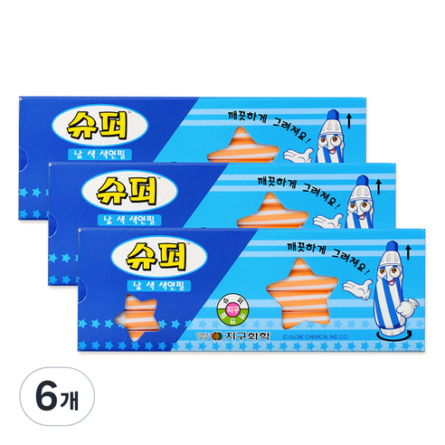 지구화학 슈퍼색연필 낱색 연주황 12p, 6개, 1색