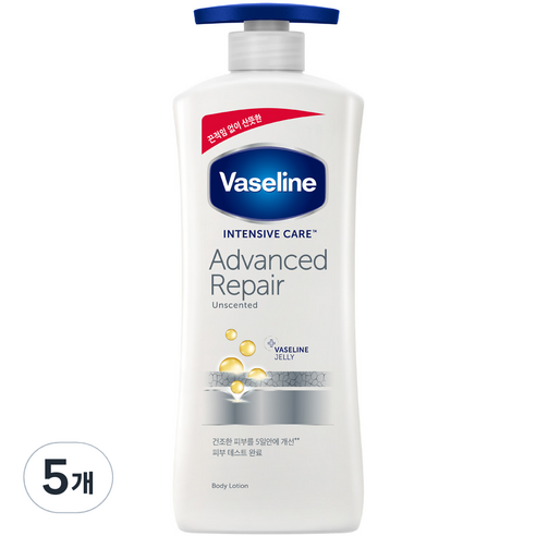 바세린 인텐시브 케어 어드밴스드 리페어 바디로션 무향, 400ml, 5개