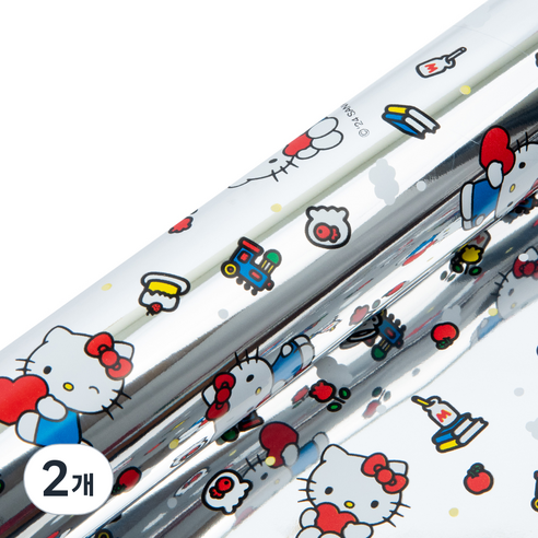 산리오 헬로키티 메탈롤 포장지 중, 실버, 2개