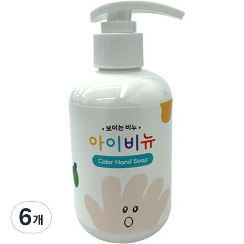 아이비뉴 유아용 컬러 핸드워시 흰색, 300g, 6개