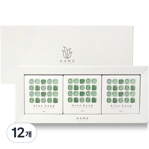 권도영알로에 A4ME 민감성 알로에 비누 선물세트, 100g, 12개