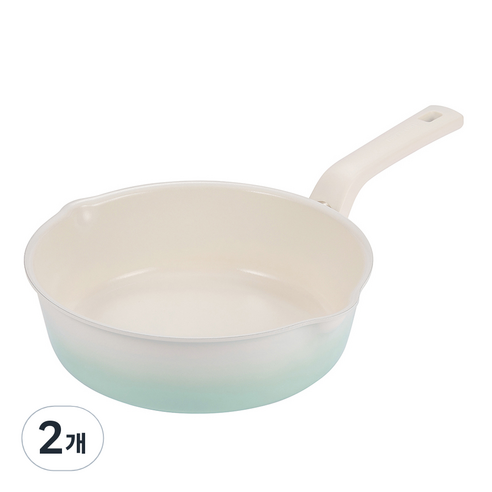 해피콜 인덕션 플렉스팬 블랑 IH 와이드 스프레드 민트 프라이팬, 22cm, 2개
