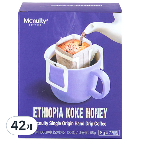 맥널티커피 에티오피아 코케 허니 핸드드립 원두, 8g, 7개입, 6개