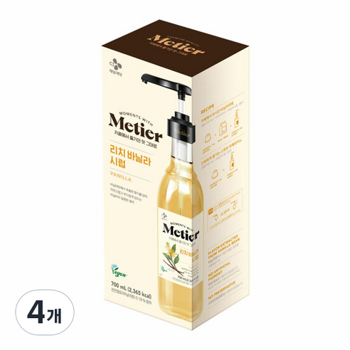 메티에 리치 바닐라 시럽 700ml + 펌프 세트, 4개