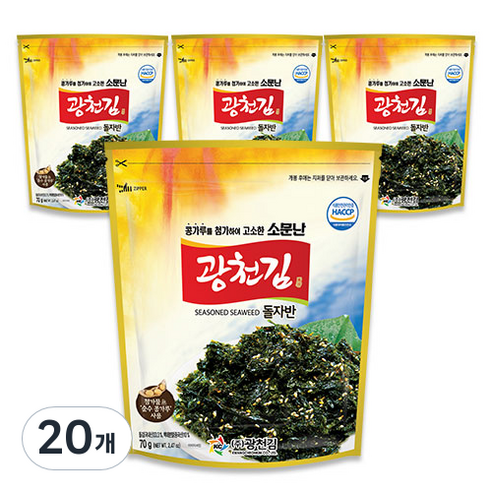 광천김 소문난 광천 돌자반, 70g, 20개