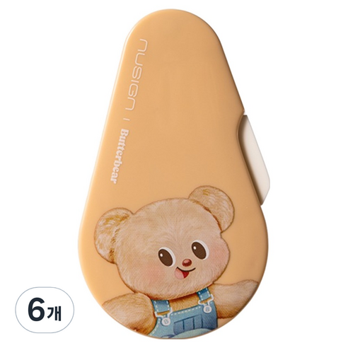 델리 버터베어 누사인 슬라이딩 수정테이프 5mm x 12m, 옐로우, 6개