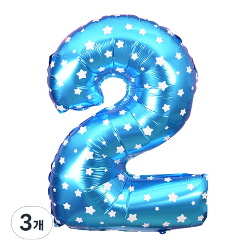 파티복닷컴 32인치 별 숫자풍선 블루, 2, 3개