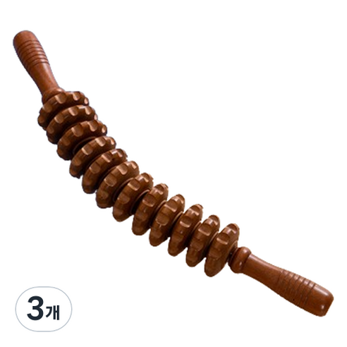 모두의시작 원목 나무 마사지 롤러 43cm, 브라운, 3개