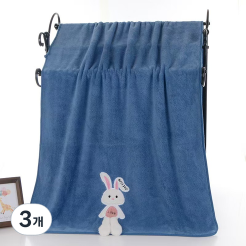 원이네 사랑스러운 토끼 바스타월 300g, 블루, 3개