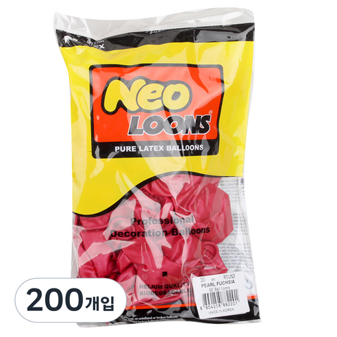 네오룬스 30 cm 라운드풍선, 펄 푸치샤, 200개