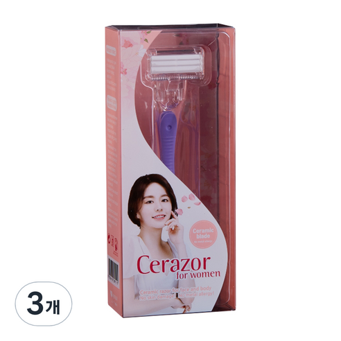 세레이져 세라믹 페이스 바디 여성용 면도기 보라, 1개입, 3개