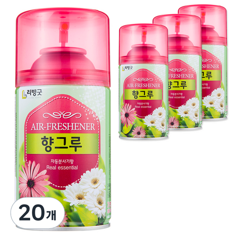리빙굿 향그루 캔 자동분사기 유자향 방향제 본품, 280ml, 20개, 과일/트로피칼향