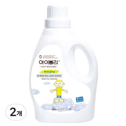 아이블리네이처 오트밀 유아세제 화이트 블러썸향 1.8L, 2개, 1800g