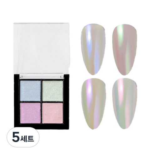 테네져 미러파우더 홀로그램 글리터 젤네일 데코분말 오로라 4종 세트, 혼합색상, 5세트